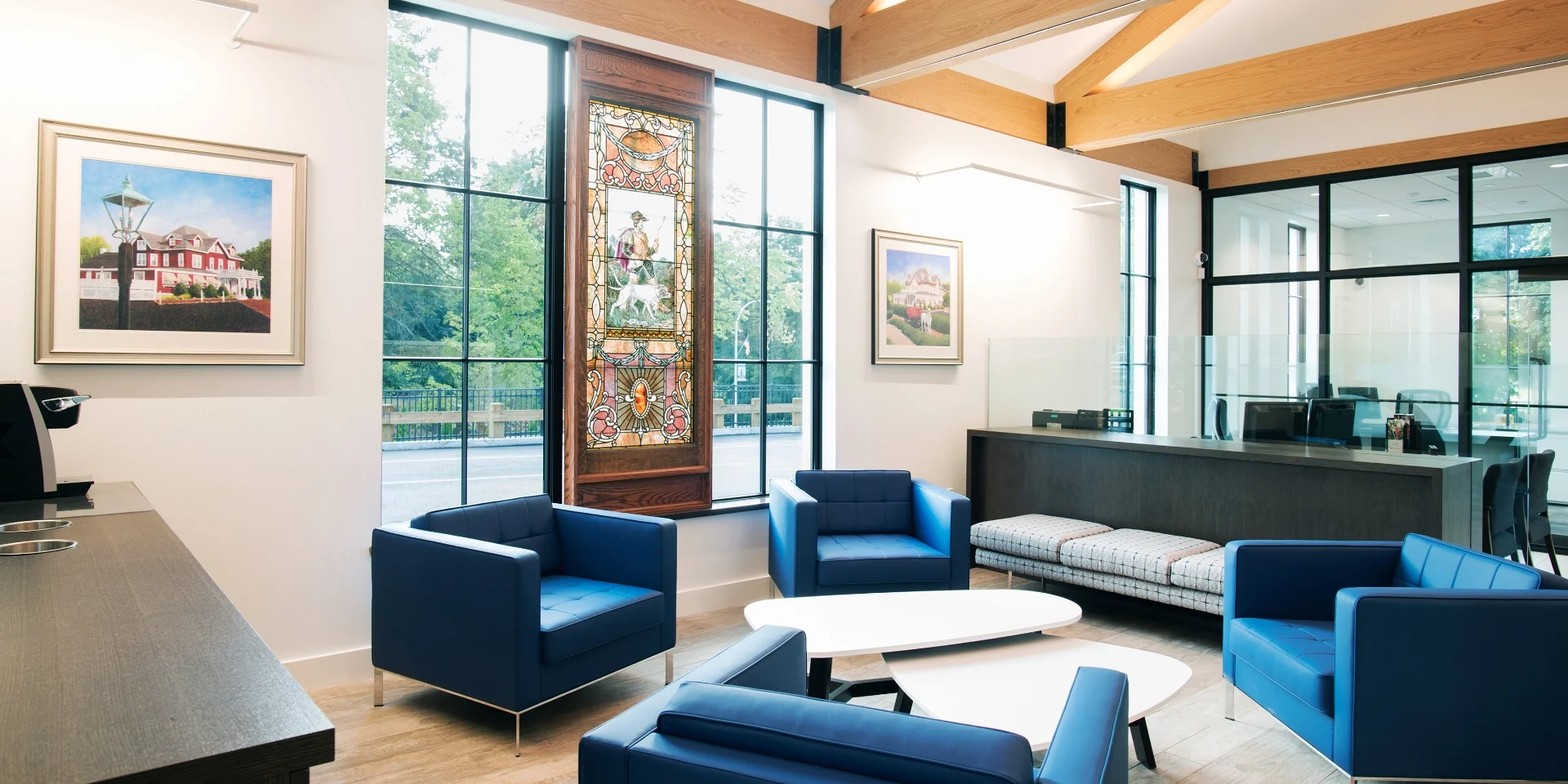 bank interior waiting area