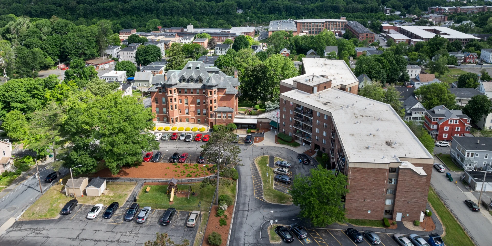 side aerial view of property