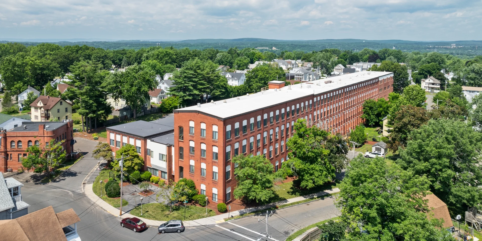 building aerial side view