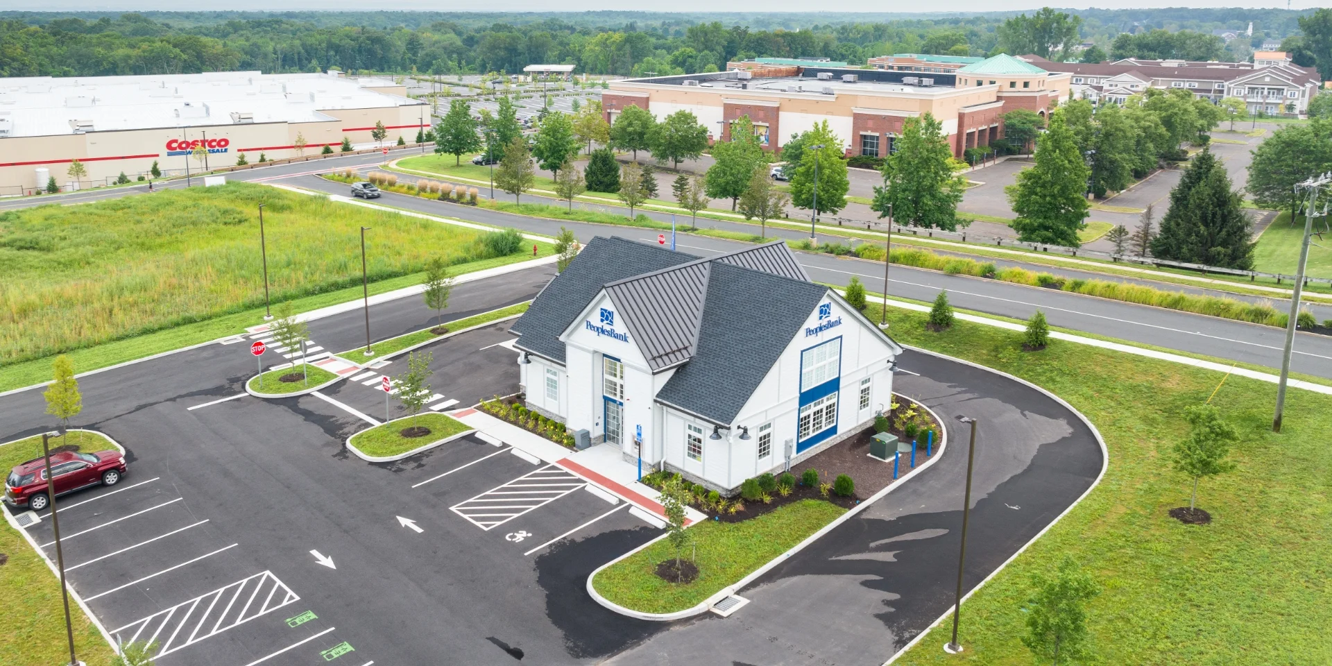 PeoplesBank aerial parking lot and building